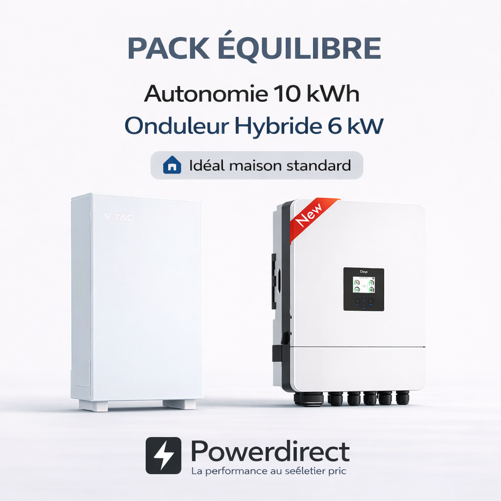 PACK Équilibre ⚡ 10,24 kWh + Onduleur hybride Deye 6 kW Monophasé (SUN-6K-SG05LP1-EU-AM2-P)